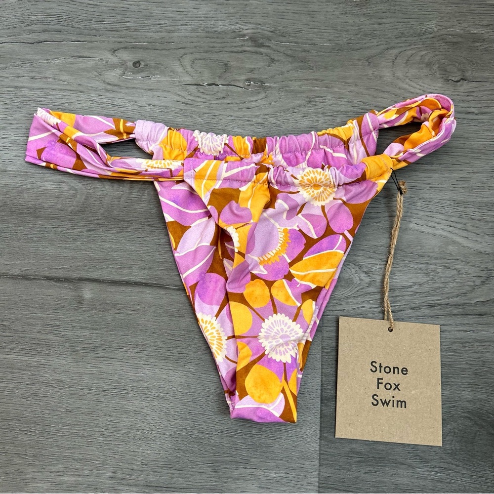 NWT Stone fox retro bloom bikini bottoms medium purple orange pink swim womens‎